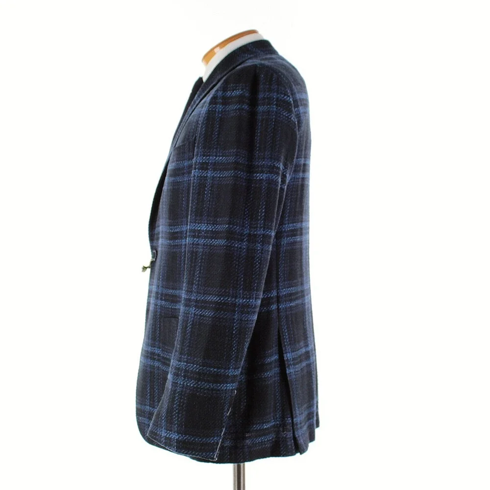 Sartorio Kiton NWT Wool Blend Sport Coat Size 52R (42R US) In Blue Plaid